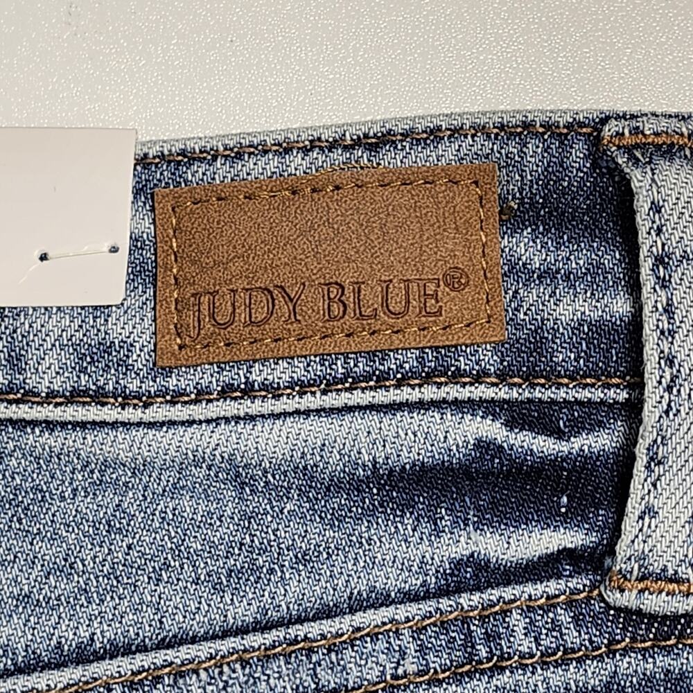 Judy Blue Jeans Womens Sz 7/28 High Waist Flare Fit Distressed Stretch Fray Cuff - Picture 10 of 16
